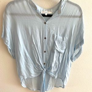 Button down blouse with front tie
